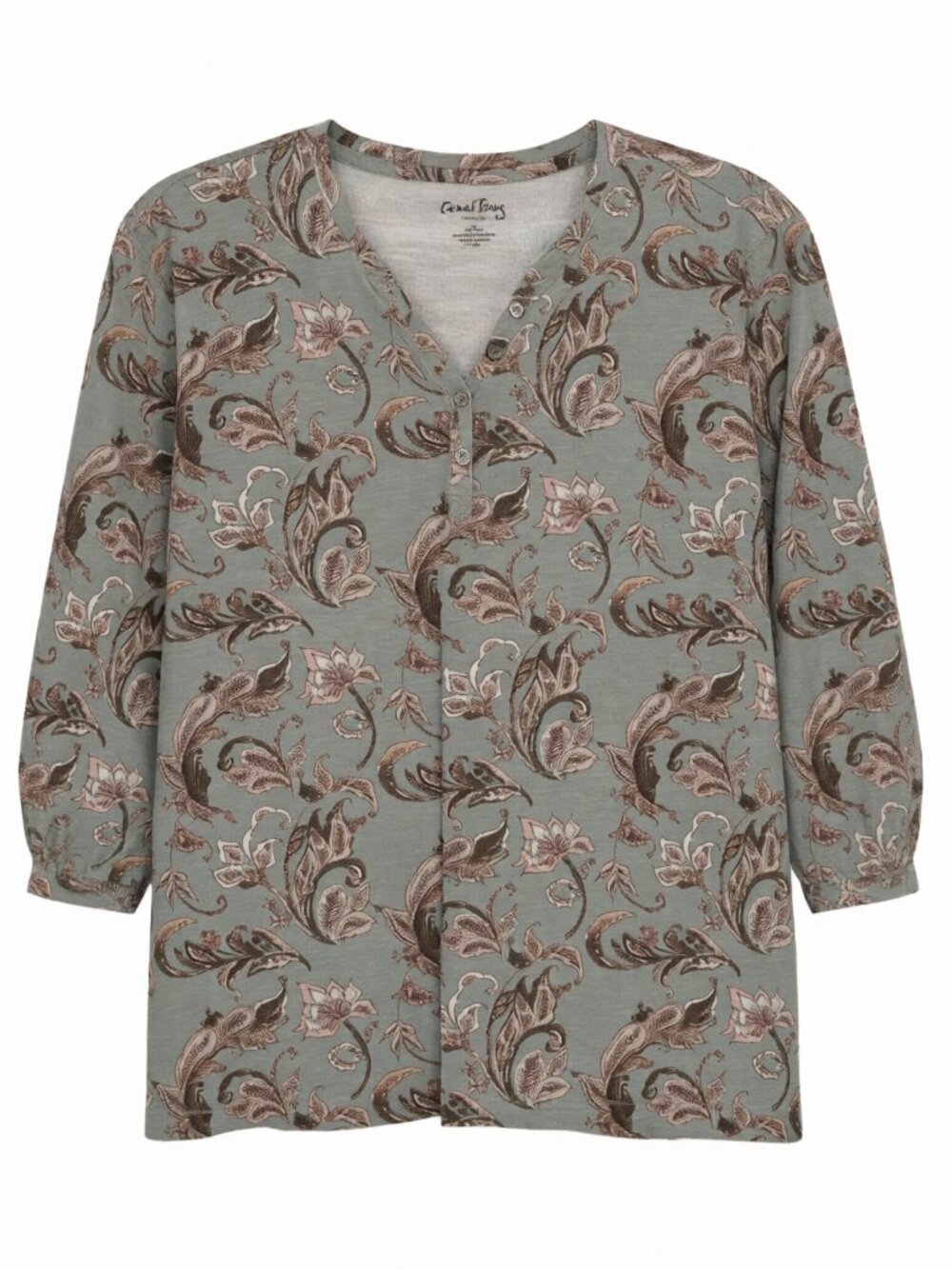 Coral Bay Women's Petite Paisley Shirt PL Green